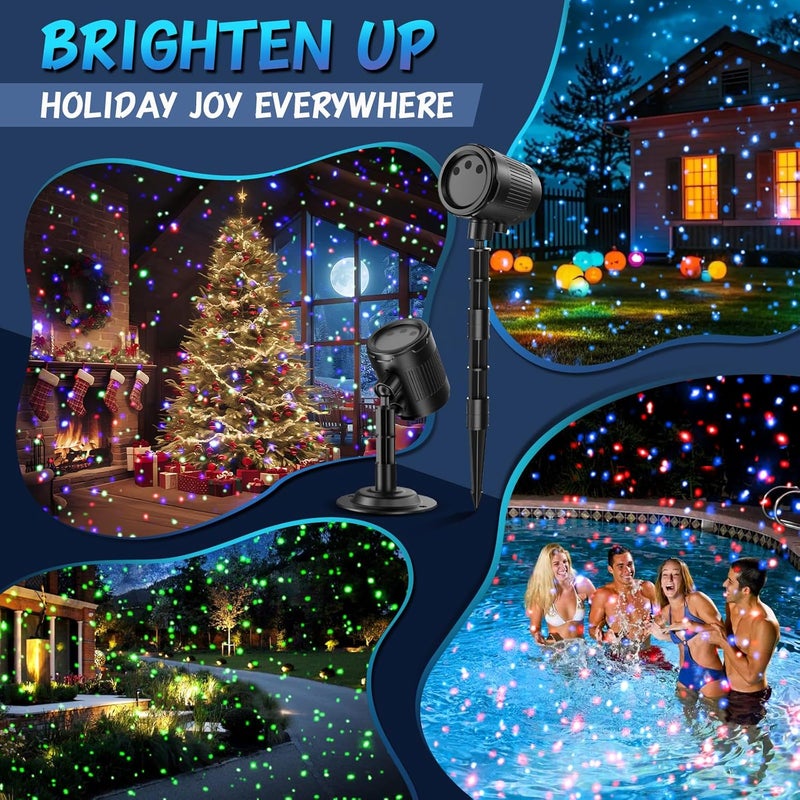 jepwe Store Christmas Projector Lights Outdoor, Holiday Lights Projector with Moving RGB 3 Color Starry Light Show with RF Remote, Waterproof Holiday Decor for Garden Patio, Party, Christmas, Halloween, New Year - Image 2